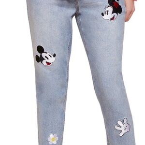 ✅ NWT Disney Women's Light Blue Skinny Jeans with Minnie Mouse Patch